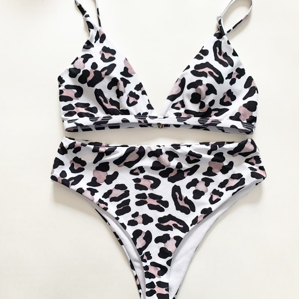 Shein Leopard Print High Waist Bikini Size Small